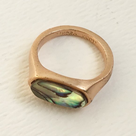 Kendra Scott Mel Cocktail Abalone Shell Rose Gold Ring Size 6.75 As Is - Picture 5 of 8